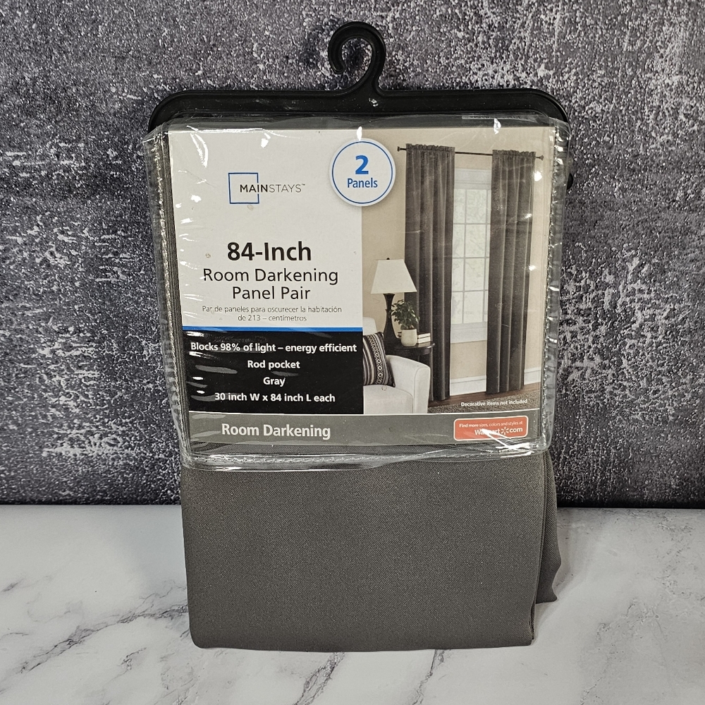 Mainstays Gray Blackout Curtains 2 Panel Pair 30x84
